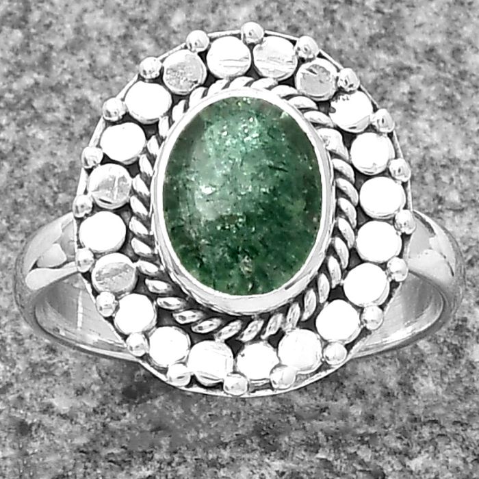 Natural Green Aventurine Ring size-7.5 SDR203373 R-1399, 7x9 mm