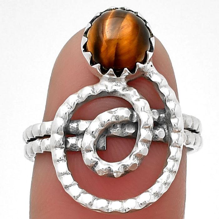 Spiral - Natural Tiger Eye - Africa Ring size-7.5 SDR203461 R-1456, 7x7 mm