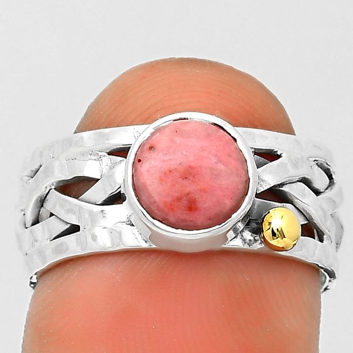 Natural Pink Tulip Quartz Ring size-7.5 SDR204008 R-1476, 7x7 mm