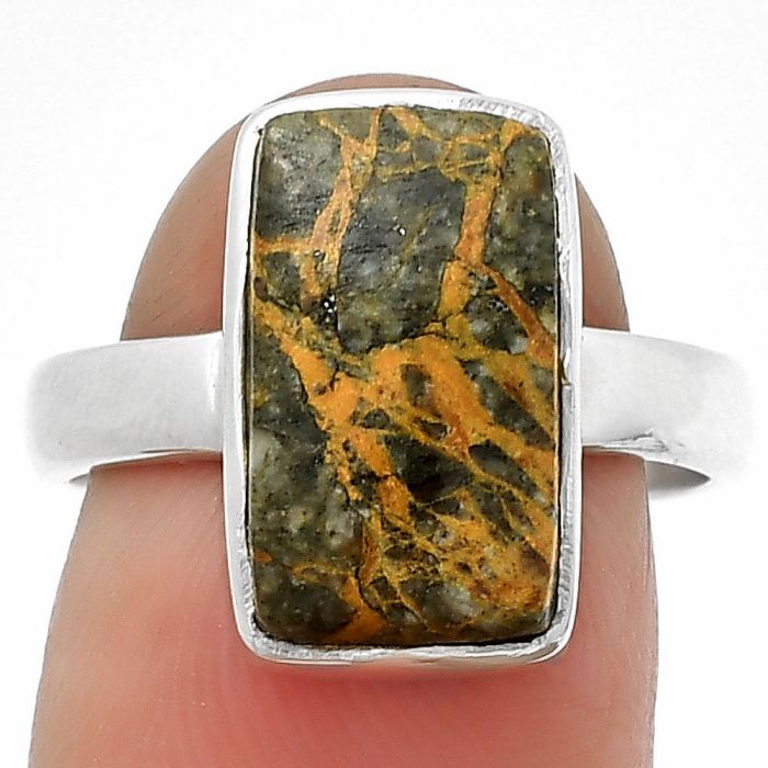 Natural Moroccan Yellow Jacket Jasper Ring size-8 SDR204726 R-1004, 9x15 mm