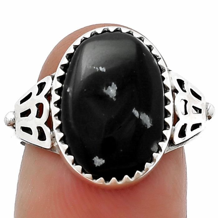 Natural Snow Flake Obsidian Ring size-8 SDR204873 R-1449, 11x15 mm