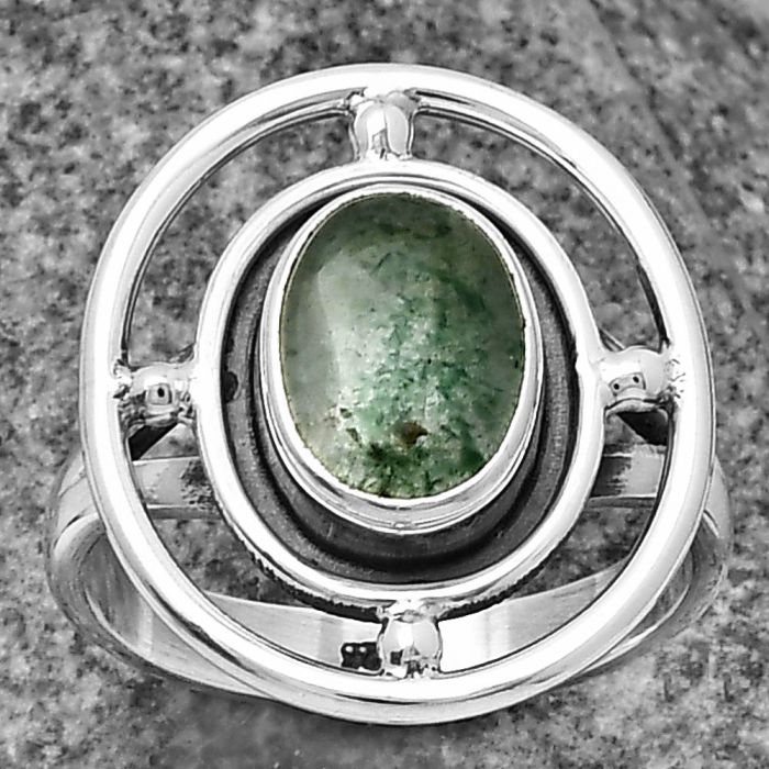 Natural Green Aventurine Ring size-6.5 SDR204909 R-1446, 7x9 mm