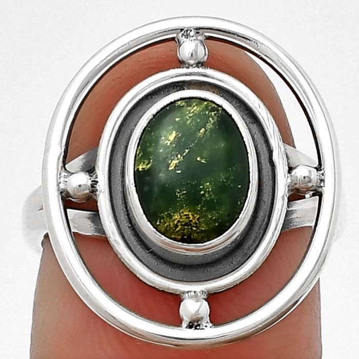 Natural Green Fuchsite Ring size-7 SDR204928 R-1446, 7x9 mm