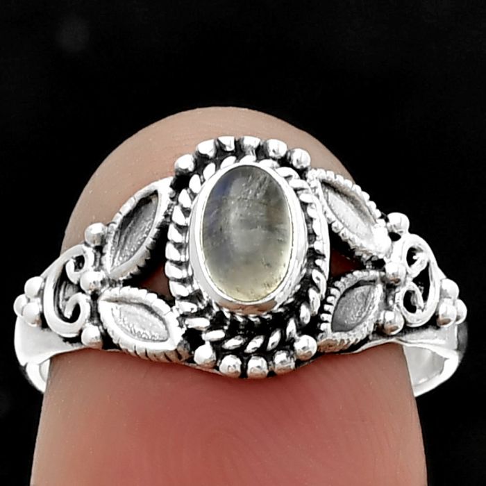 Rainbow Moonstone Ring size-7 SDR205896 R-1286, 4x6 mm