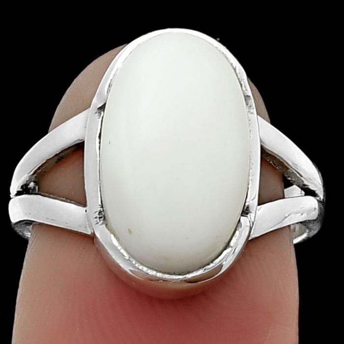 White Opal Ring size-6.5 SDR206382 R-1438, 9x15 mm