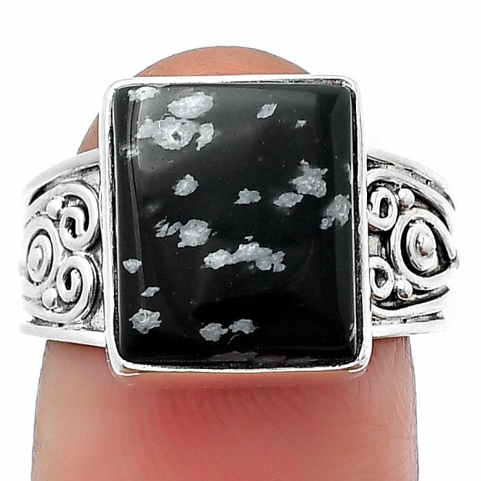 Snow Flake Obsidian Ring size-7 SDR207288 R-1431, 11x13 mm