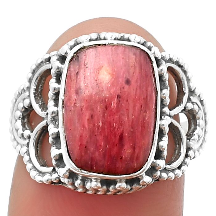 Pink Tulip Quartz Ring size-7 SDR207413 R-1429, 9x13 mm