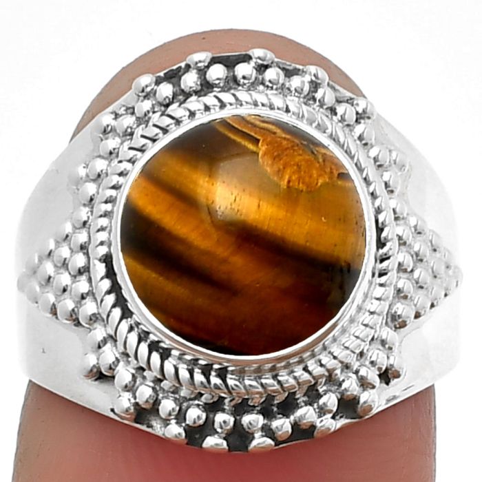 Tiger Eye Ring size-7 SDR207468 R-1278, 10x10 mm