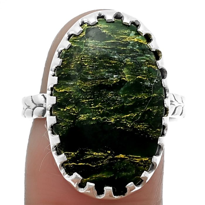 Green Fuchsite Ring size-8 SDR207718 R-1210, 14x22 mm