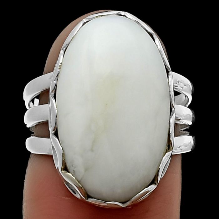 White Opal Ring size-7 SDR207798 R-1428, 12x20 mm