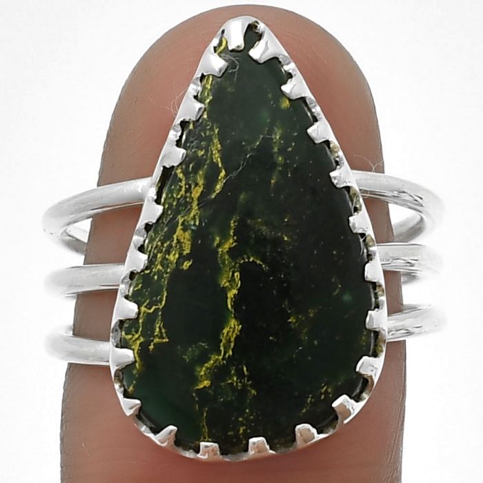 Green Fuchsite Ring size-7.5 SDR207901 R-1210, 12x21 mm