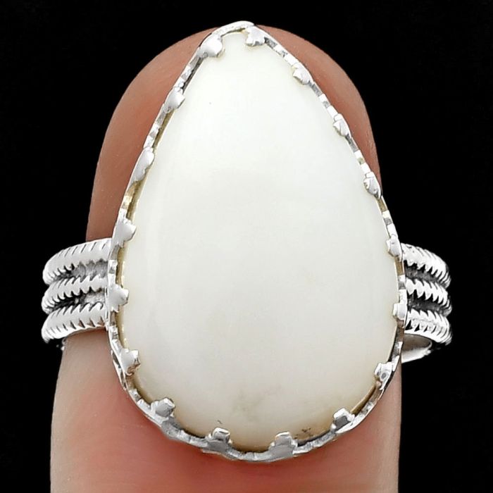 White Opal Ring size-8 SDR207981 R-1075, 14x21 mm
