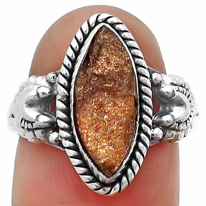 Sunstone Rough Ring size-8 SDR208711 R-1403, 6x15 mm