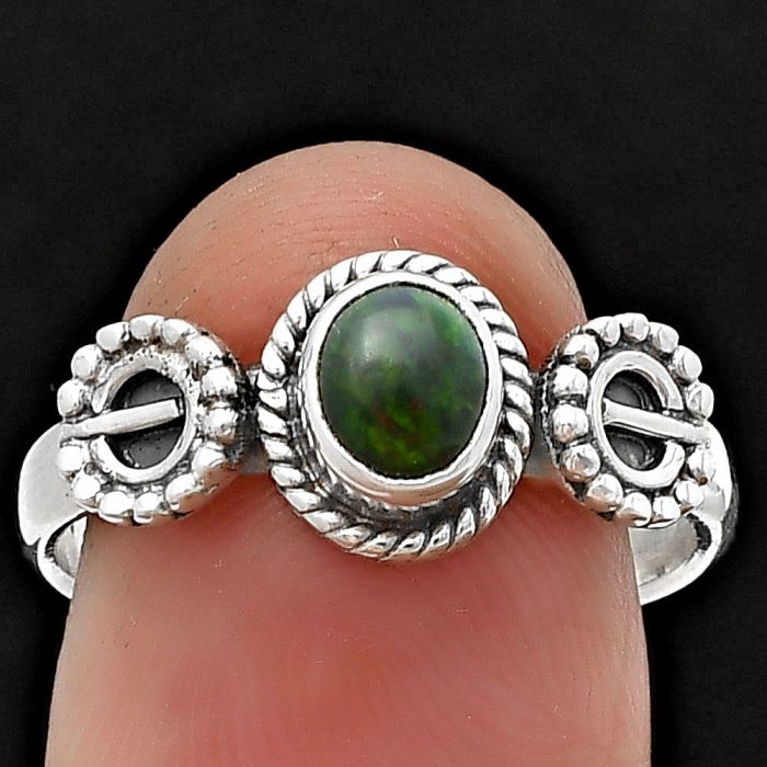 Black Ethiopian Opal Ring size-8 SDR208912 R-1403, 5x6 mm