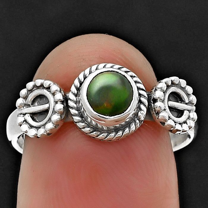 Black Ethiopian Opal Ring size-7.5 SDR208915 R-1403, 5x5 mm