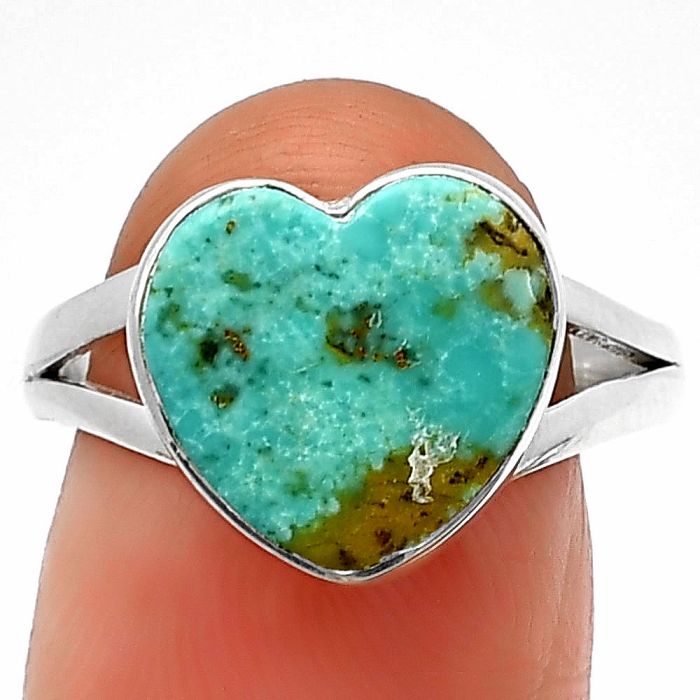 Heart Natural Rare Turquoise Nevada Aztec Mt Ring Size-8 SDR209853 R-1073