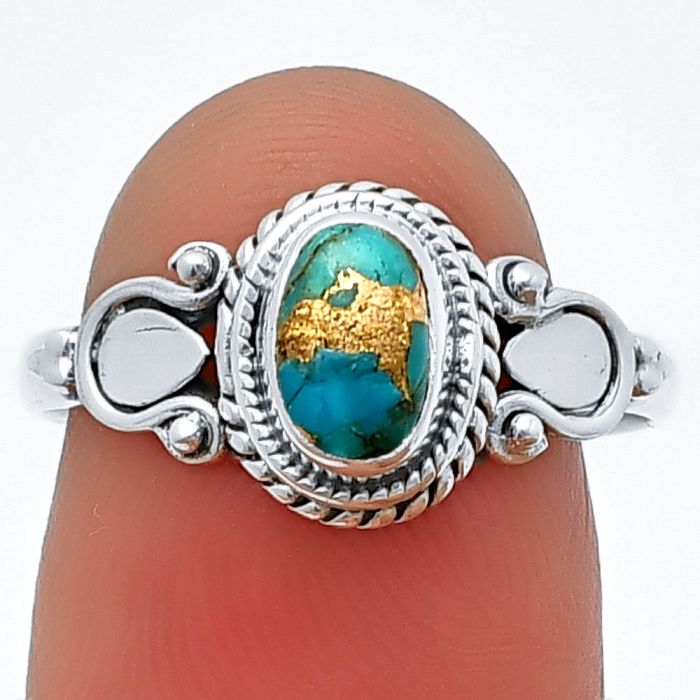 Copper Blue Turquoise Ring Size-8 SDR210289 R-1345, 7x5 mm