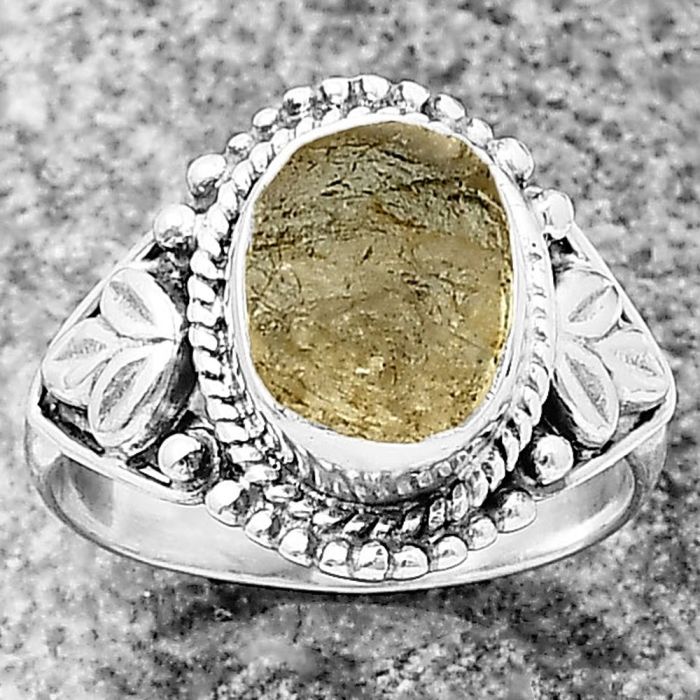 Yellow Scapolite Rough Ring size-7.5 SDR211295 R-1300, 8x10 mm