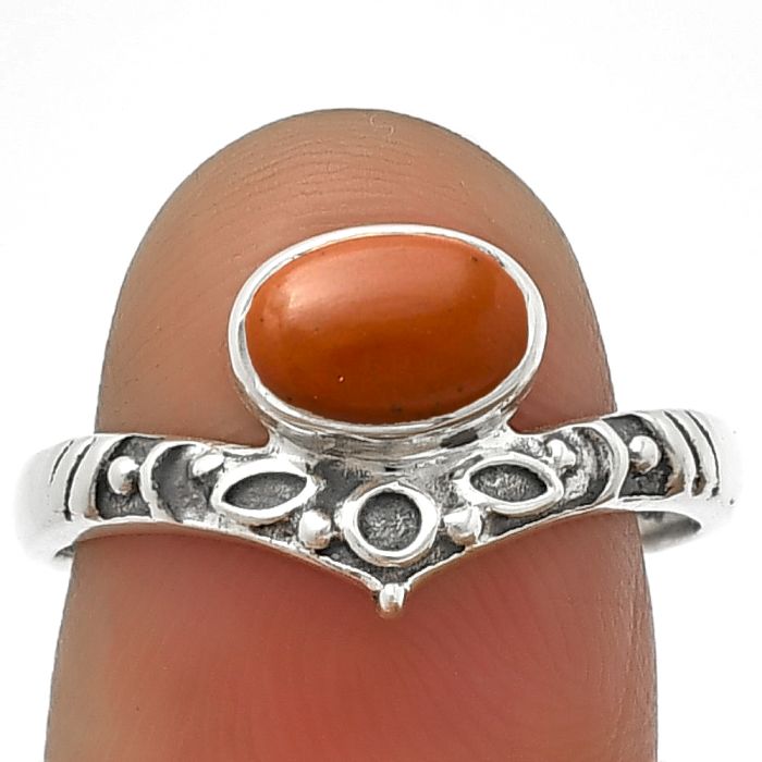 Red Moss Agate Ring size-8.5 SDR211448 R-1046, 5x8 mm