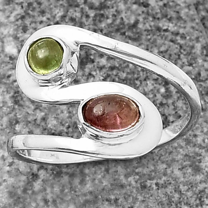 Natural Multi Tourmaline Ring Size-8 SDR211789 R-1039, 6x4 mm