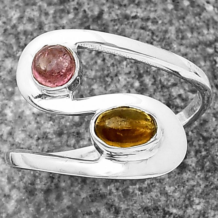 Natural Multi Tourmaline Ring Size-8 SDR211804 R-1039, 6x4 mm