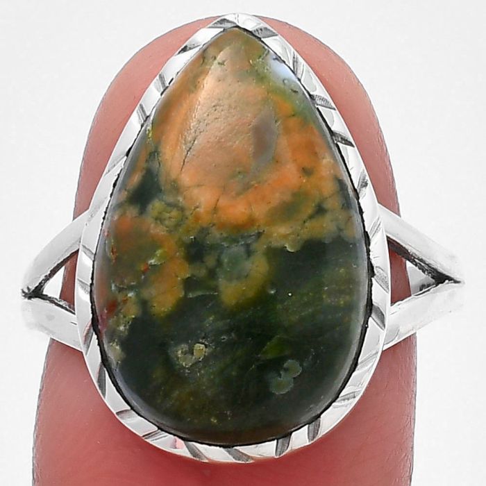 Ocean Jasper Ring Size-8 SDR213336 R-1074, 12x19 mm