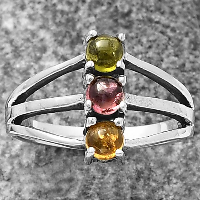 Natural Multi Tourmaline Ring Size-7.5 SDR214564 R-1050, 4x4 mm