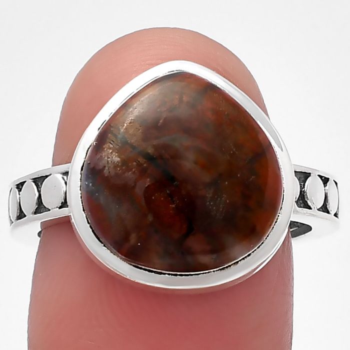 Purple Cow Jasper Ring Size-8 SDR214829 R-1060, 13x13 mm