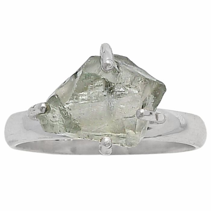 Prasiolite (Green Amethyst) Rough Ring Size-8 SDR214890 R-1052, 9x13 mm