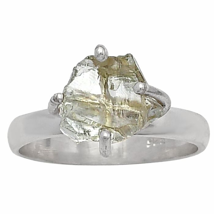 Prasiolite (Green Amethyst) Rough Ring Size-7 SDR214919 R-1052, 8x10 mm