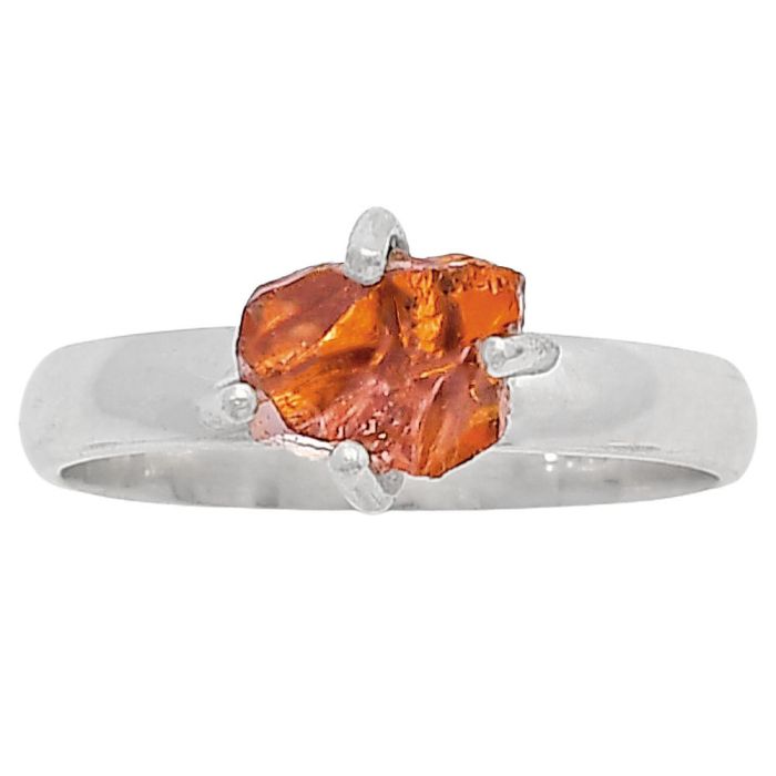 Mandarin Citrine Rough Ring Size-8 SDR214937 R-1052, 6x8 mm