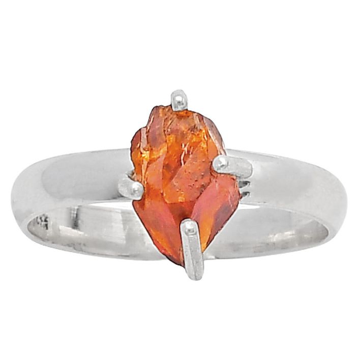 Mandarin Citrine Rough Ring Size-8 SDR214938 R-1052, 6x10 mm