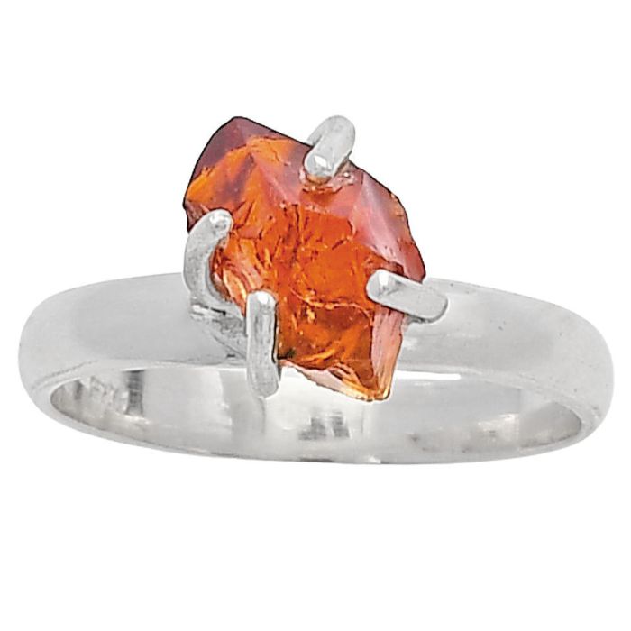 Mandarin Citrine Rough Ring Size-8 SDR214951 R-1052, 7x10 mm