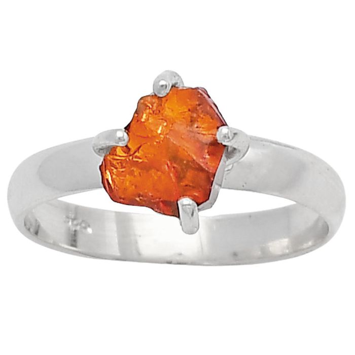 Mandarin Citrine Rough Ring Size-8 SDR214952 R-1052, 7x8 mm