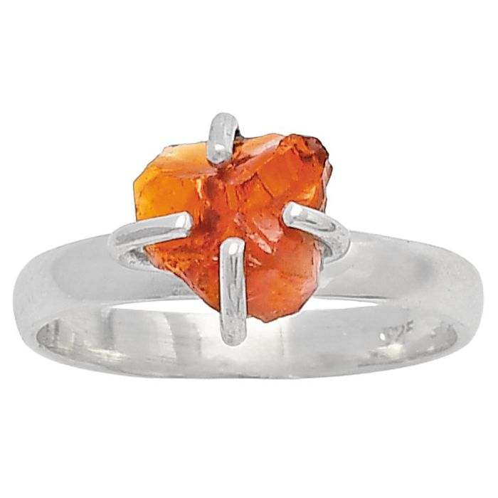 Mandarin Citrine Rough Ring Size-7 SDR214955 R-1052, 8x9 mm