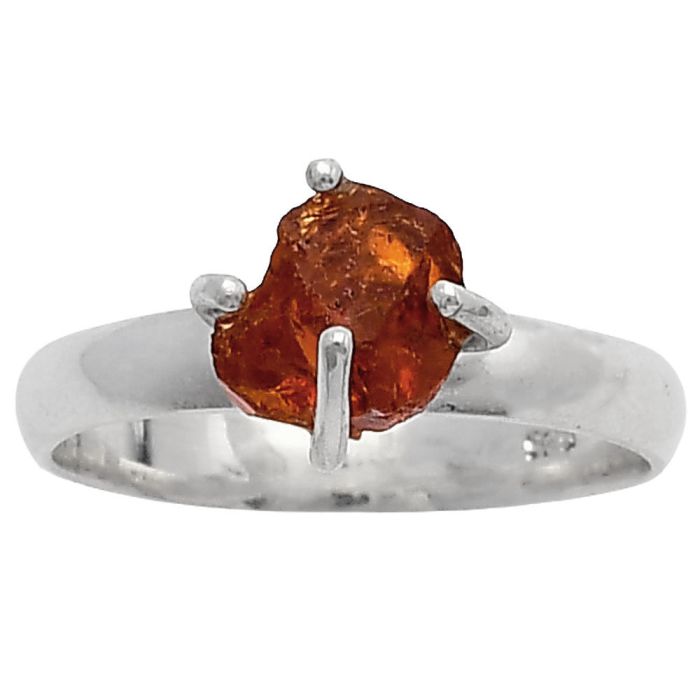 Mandarin Citrine Rough Ring Size-8 SDR214962 R-1052, 7x7 mm