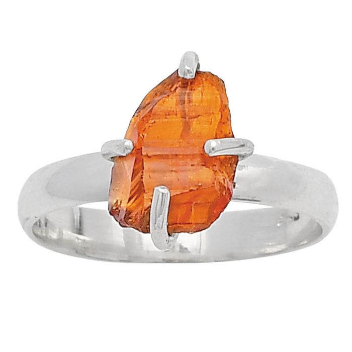 Mandarin Citrine Rough Ring Size-8 SDR214964 R-1052, 7x10 mm