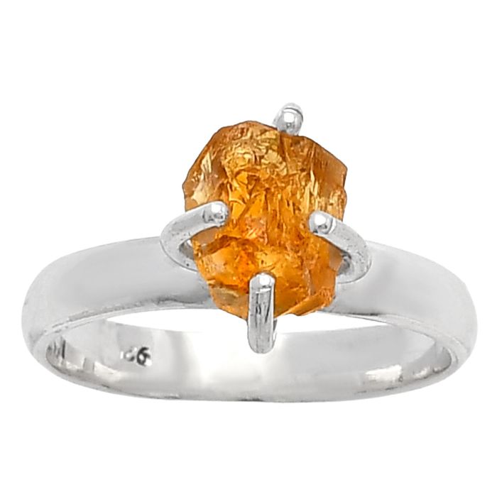 Citrine Rough Ring size-7 SDR215069 R-1052, 6x8 mm