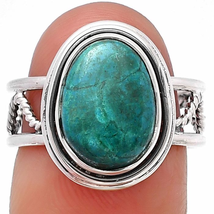 Azurite Chrysocolla Ring size-7 SDR215324 R-1255, 9x12 mm