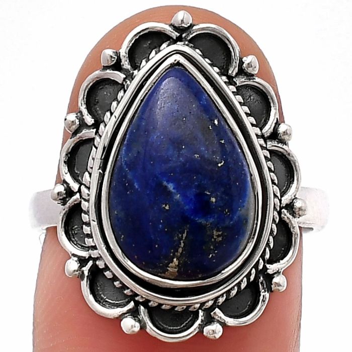 Lapis Lazuli Ring size-7.5 SDR215996 R-1256, 9x14 mm