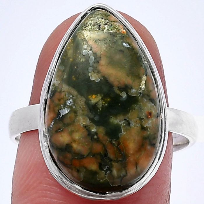 Rhyolite - Rainforest Jasper Ring size-9 SDR216337 R-1007, 12x20 mm