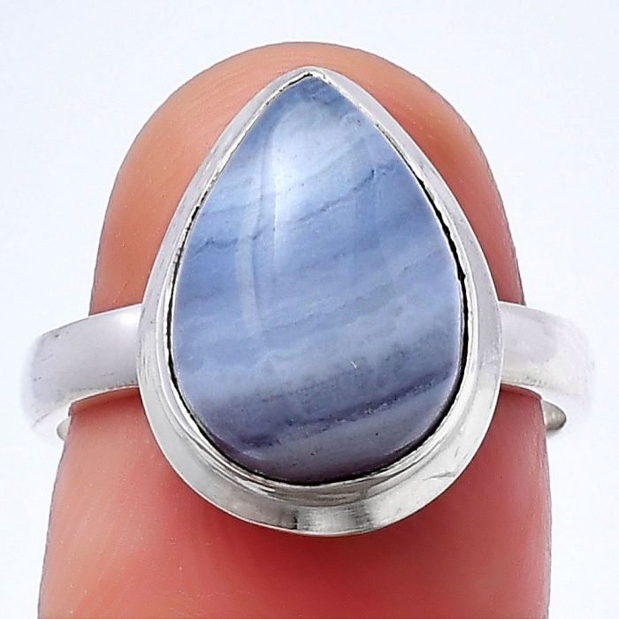 Blue Lace Agate Ring size-7.5 SDR216767 R-1007, 10x14 mm