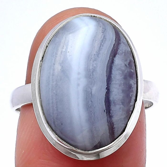 Blue Lace Agate Ring size-8.5 SDR216772 R-1007, 13x18 mm