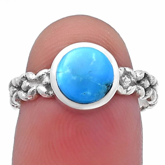 Natural Turquoise Morenci Mine Ring size-7 SDR217542 R-1063, 7x7 mm