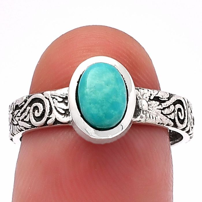 Natural Rare Turquoise Nevada Aztec Mt Ring size-7.5 SDR217693 R-1061, 5x7 mm