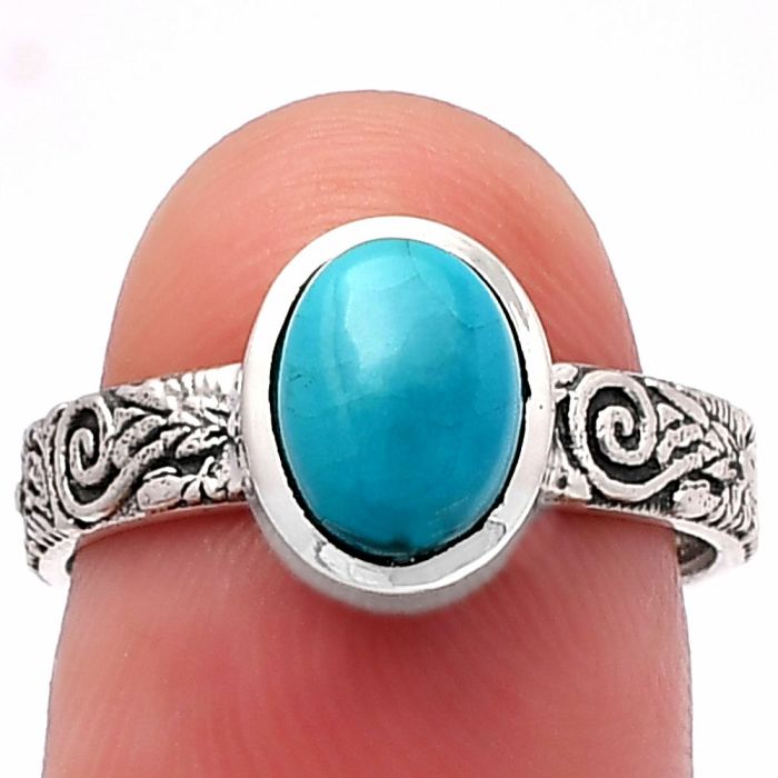 Natural Rare Turquoise Nevada Aztec Mt Ring size-7 SDR217736 R-1061, 6x8 mm