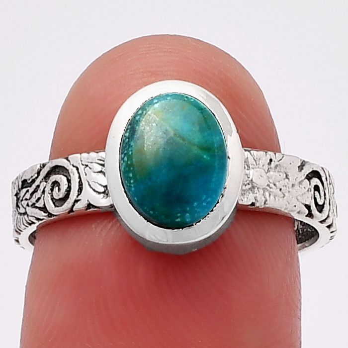 Azurite Chrysocolla Ring size-8 SDR217739 R-1061, 6x8 mm