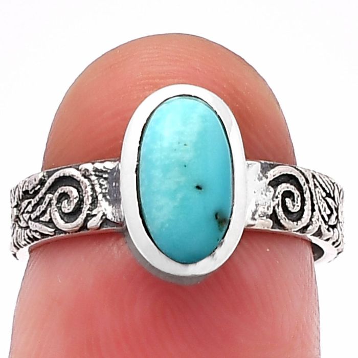 Natural Rare Turquoise Nevada Aztec Mt Ring size-6 SDR217755 R-1061, 5x9 mm