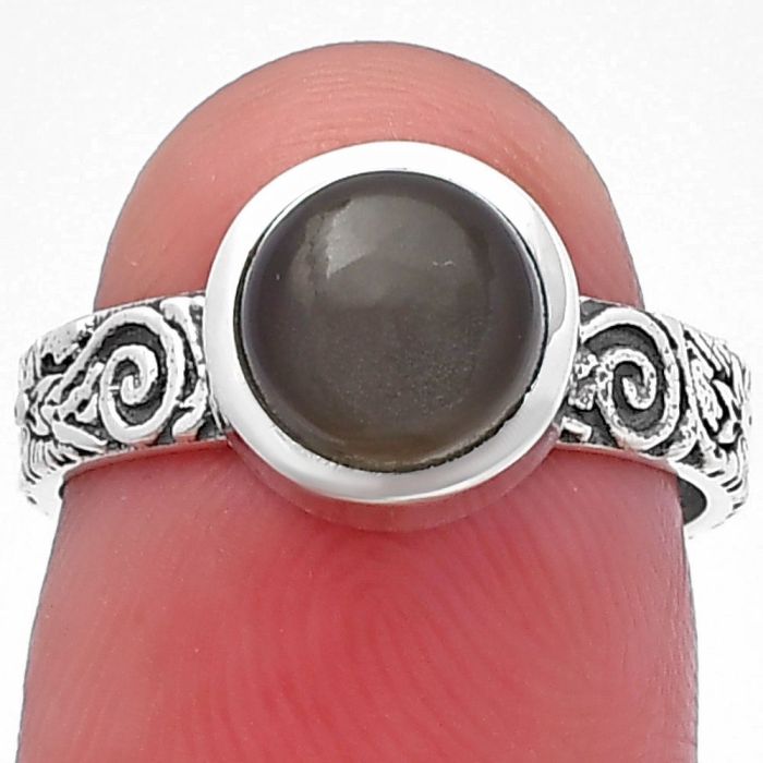 Gray Moonstone Ring size-6 SDR217867 R-1061, 7x7 mm