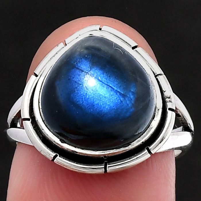 Blue Fire Labradorite Ring size-7 SDR218897 R-1012, 12x12 mm